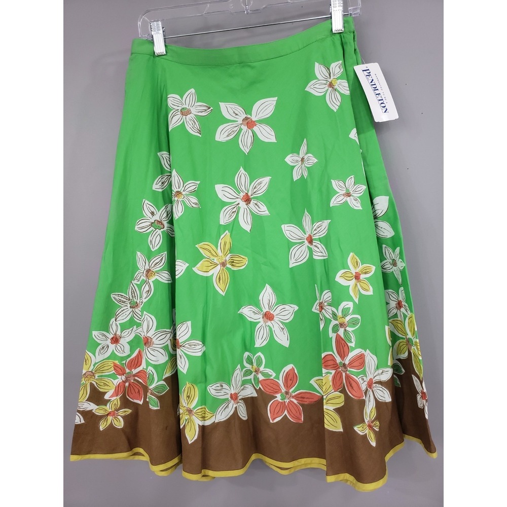 NEW‎ Pendleton Flower Power Cotton Skirt A Line Green Vintage Tropical Cruise